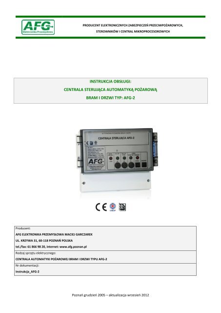 INSTRUKCJA OBSÅUGI - AFG Elektronika PrzemysÅowa - Poznan.pl