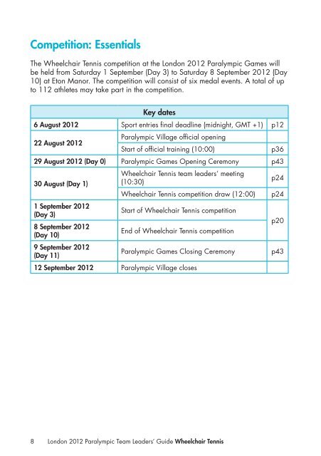 London 2012 Team Leaders' Guide Wheelchair Tennis