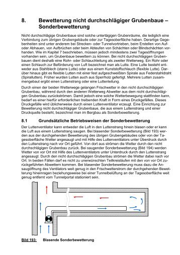 8. Bewetterung nicht durchschlägiger Grubenbaue ...