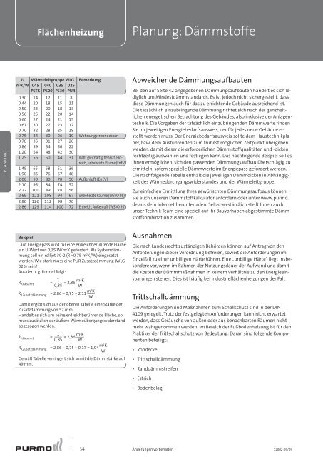 Flächenheizung Technische Spezifikation 1-2010