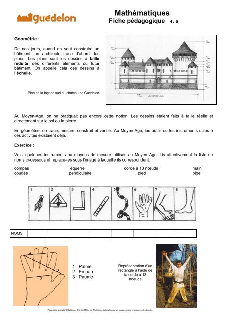 Fiche pédagogique Mathématiques - Guédelon