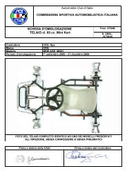 SCHEDA D'OMOLOGAZIONE TELAIO cl. 60 cc. Mini Kart - J.S. Racing