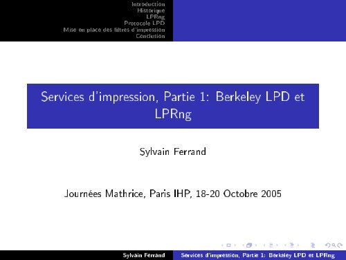 Services d'impression, Partie 1: Berkeley LPD et LPRng