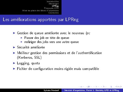 Services d'impression, Partie 1: Berkeley LPD et LPRng