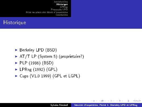 Services d'impression, Partie 1: Berkeley LPD et LPRng