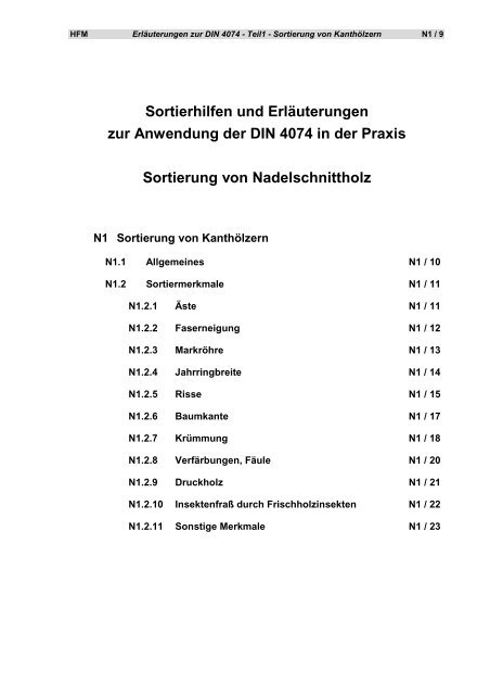 Sortierhilfen und ErlÃ¤uterungen zur Anwendung der DIN 4074 in der ...