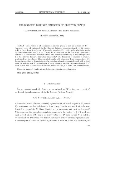 THE DIRECTED DISTANCE DIMENSION OF ORIENTED GRAPHS ...