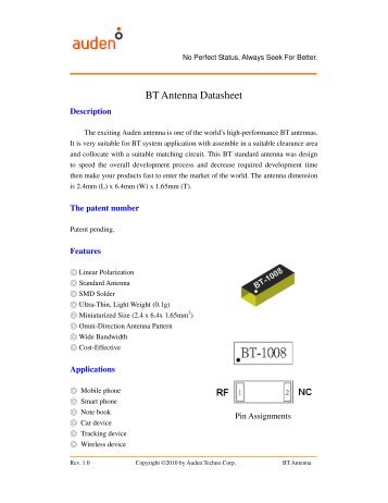 BT Antenna Datasheet