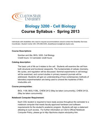 Course Syllabus - Clayton State University