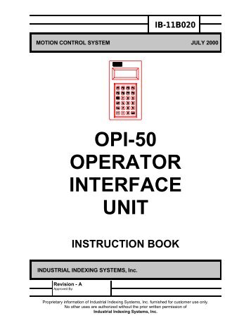 OPI-50 OPERATOR INTERFACE UNIT - Industrial Indexing Systems