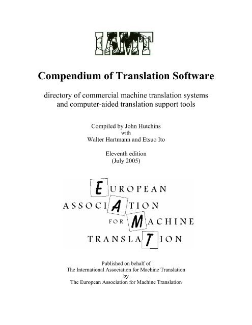 Compendium of translation software 11th ed - John Hutchins ...