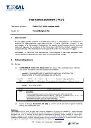 Food contact statement E250 G (Version 1.1) - Timcal