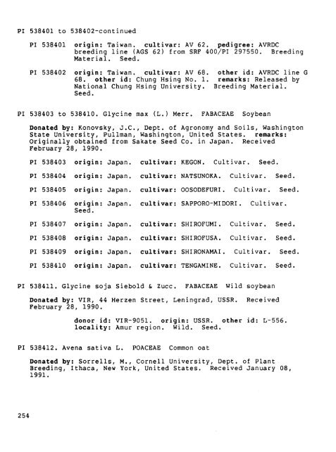 Plant Inventory No. 199, Parti - The Germplasm Resources ...