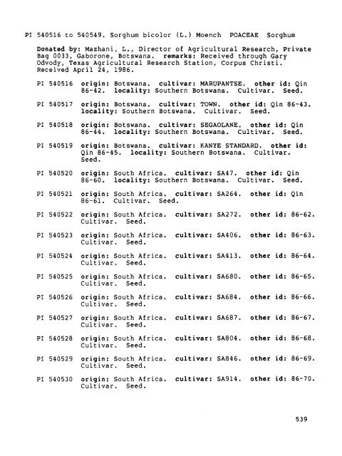 Plant Inventory No. 199, Parti - The Germplasm Resources ...