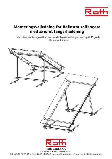 HeliostarÂ® S4 solfanger med Ã¦ndret hÃ¦ldning, installation - Roth