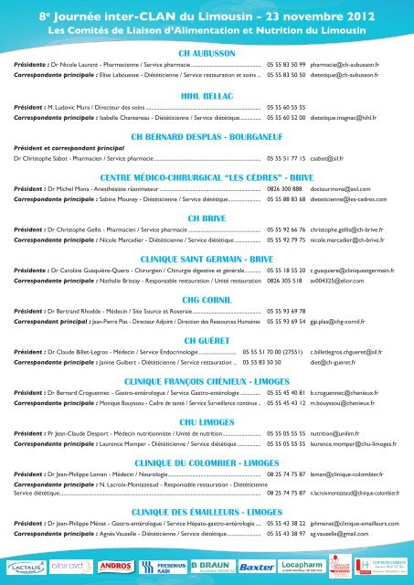 8e JournÃ©e inter-CLAN du Limousin - 23 novembre 2012 - SantÃ© en ...