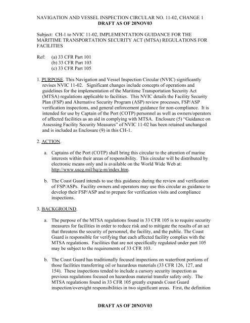 NAVIGATION AND VESSEL INSPECTION CIRCULAR NO