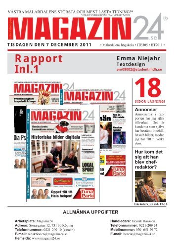 Textdesigner is RedaktÃ¶r at Magazin24 - Zoomin - MÃ¤lardalens ...