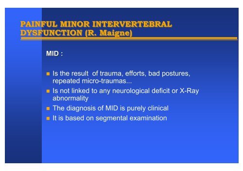 The concept of painful minor intervertebral dysfunction ... - sofmmoo