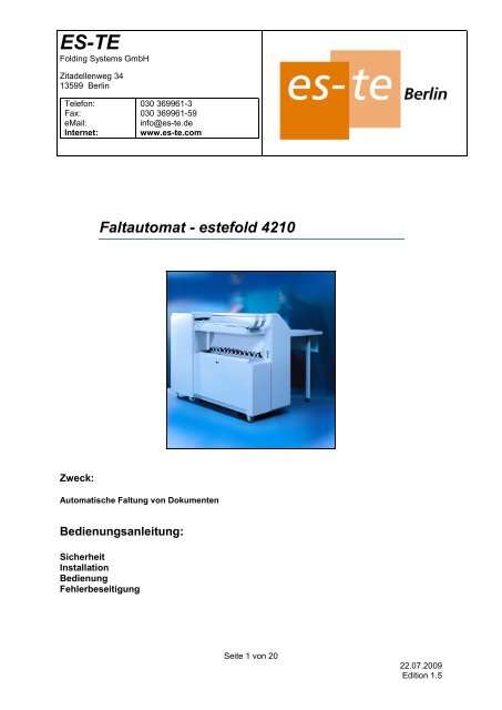 Faltautomat - estefold 4210 - es-te Folding Systems