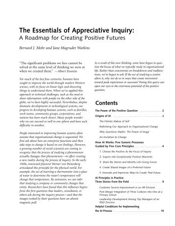 Essentials of Appreciative Inquiry: A Roadmap for Creating