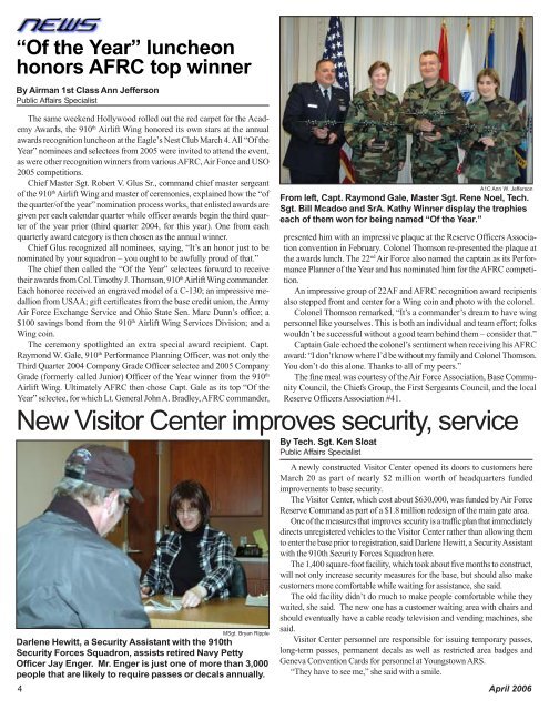 April 2006 Airstream Page 01.pmd - Youngstown Air Reserve Station
