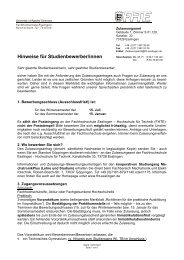 Hinweise fÃƒÂ¼r StudienbewerberInnen - Hochschule Esslingen