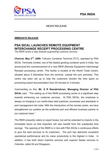 psa india psa sical launches remote equipment interchange receipt ...
