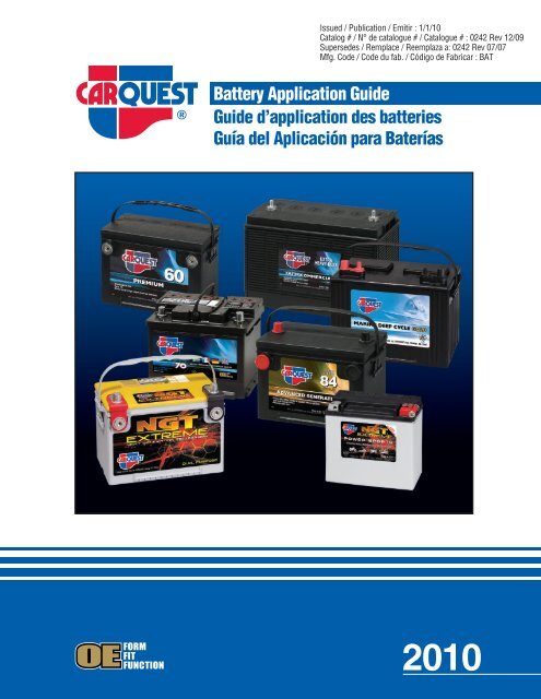Battery Application Guide Carquest Auto Parts