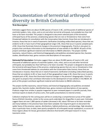 Documentation of terrestrial arthropod diversity in British Columbia