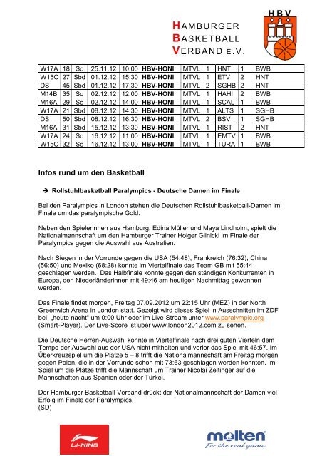 HBV-Aktuell 30-12, 06.09.2012 - Hamburger Basketball-Verband