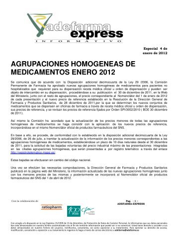 agrupaciones homogeneas de medicamentos enero 2012 - Adefarma