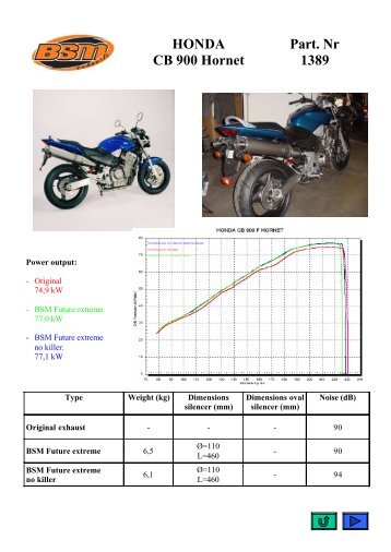 HONDA CB 900 Hornet Part. Nr 1389 - BSM Exhausts GmbH