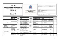 PRESCRIBED TEXTBOOKS Grade 10 - St Andrew's School for Girls