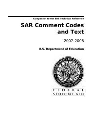 Comment Codes and Text - FSAdownload.ed.gov - U.S. Department ...