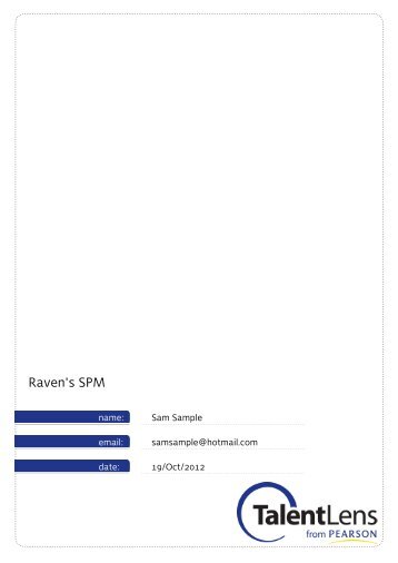 Raven's SPM Sample Report - TalentLens