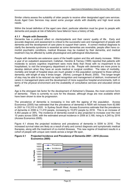 Aged Care & Rehabilitation Clinical Services Plan 2007 Ã¢Â€Â“ 2012