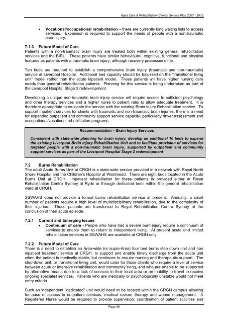 Aged Care & Rehabilitation Clinical Services Plan 2007 Ã¢Â€Â“ 2012