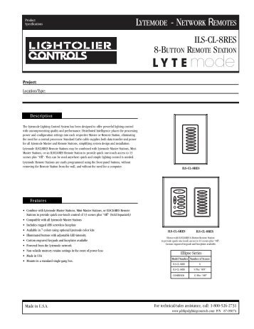 ILS-CL-8RES - Philips Lighting Controls