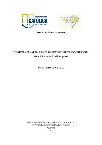 O SISTEMA PENAL NA LENTE DA JUVENTUDE ...