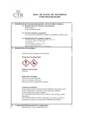 Yodo Resublimado MSDS - CTR Scientific