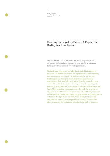 Evolving Participatory Design: A Report from Berlin ... - field journal
