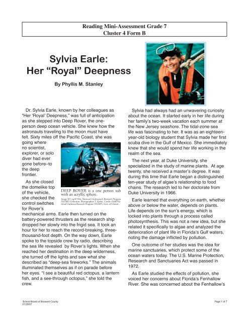 Sylvia Earle: Her âRoyalâ Deepness
