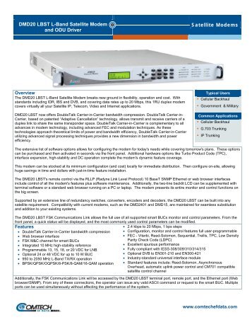 Satellite Modems DMD20 LBST L-Band Satellite ... - telecomnetworks