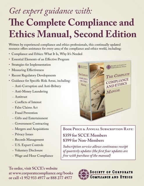 Compliance &Ethics - Society of Corporate Compliance and Ethics