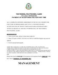 ND [Part-Time] Third List - The Federal Polytechnic Ilaro