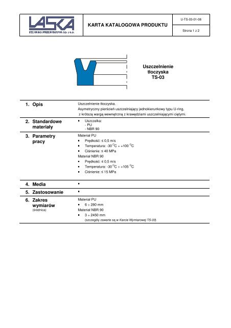 KARTA KATALOGOWA PRODUKTU Uszczelnienie tÅoczyska TS-03 ...