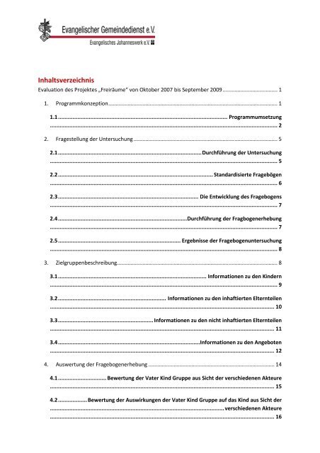 Evaluation des Projekts FreirÃ¤ume Oktober 2007 bis ... - Starke VÃ¤ter