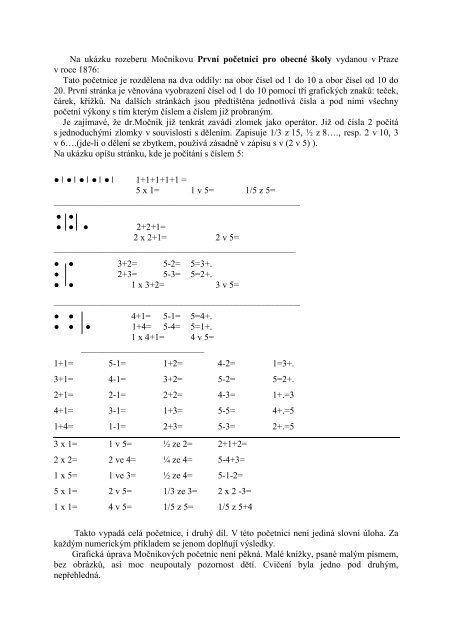 DÄjiny Å¡kolskÃ© matematiky na 1. stupni ZÅ  - Pf UJEP