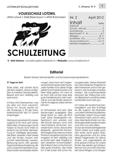 SCHULZEITUNG - Volksschule Lotzwil